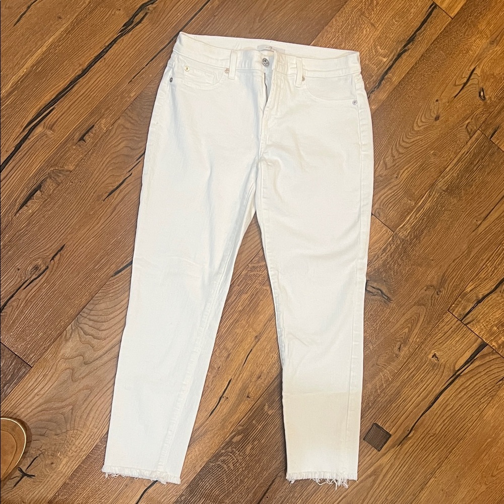 7 For All Mankind Women's Cream Ankle Jeans